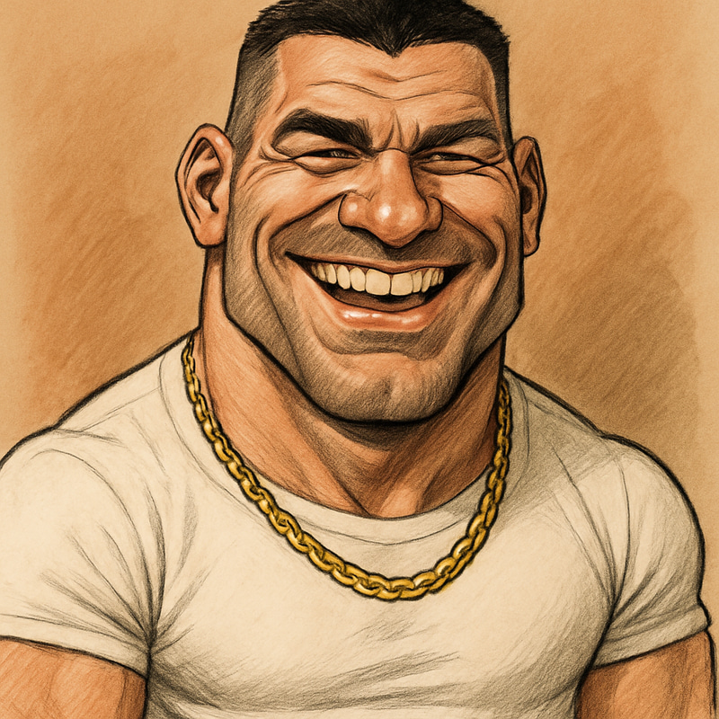 Brutal Athletic Man Laughing in Caricature Style Brutal Athletic Man Laughing in Caricature Style