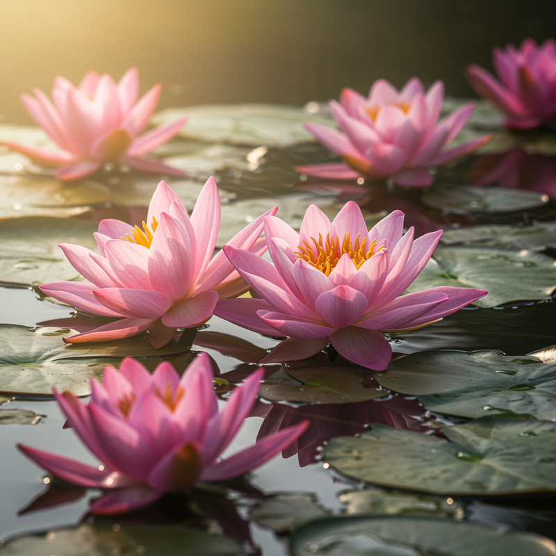 Serene Lotus Flowers in Vibrant Colors Serene Lotus Flowers in Vibrant Colors