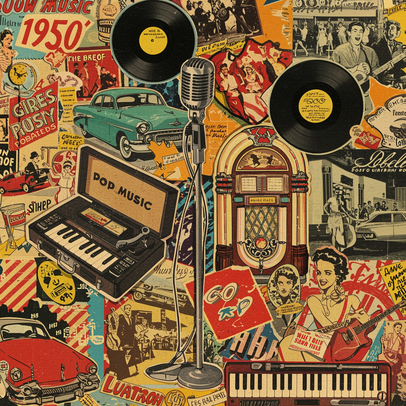 1950's Pop Music Collage - Retro Vibes 1950's Pop Music Collage - Retro Vibes