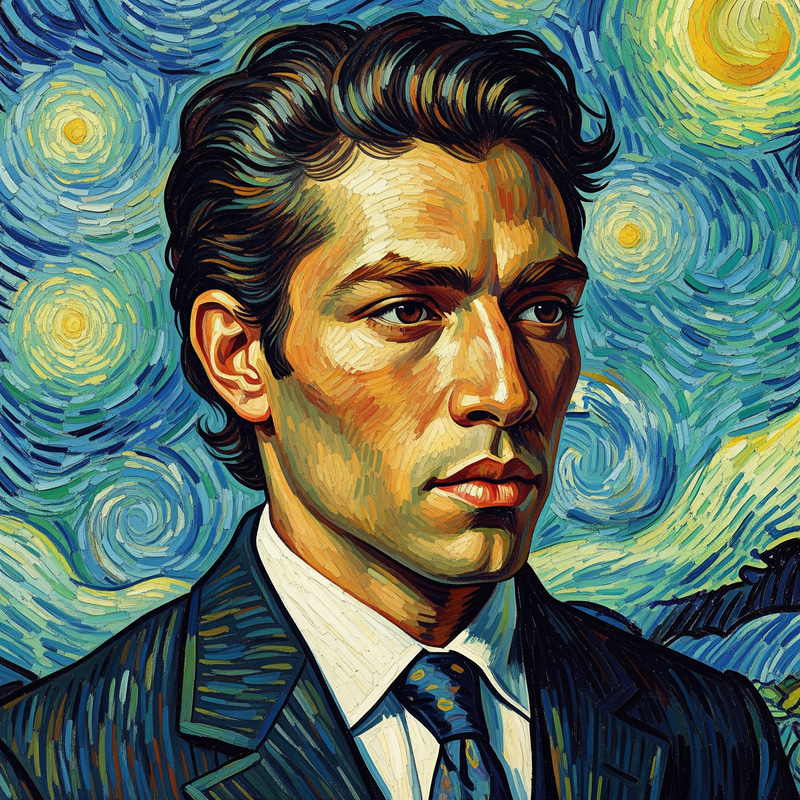 Van Gogh Inspired Portrait of Young Latin American Man Van Gogh Inspired Portrait of Young Latin American Man