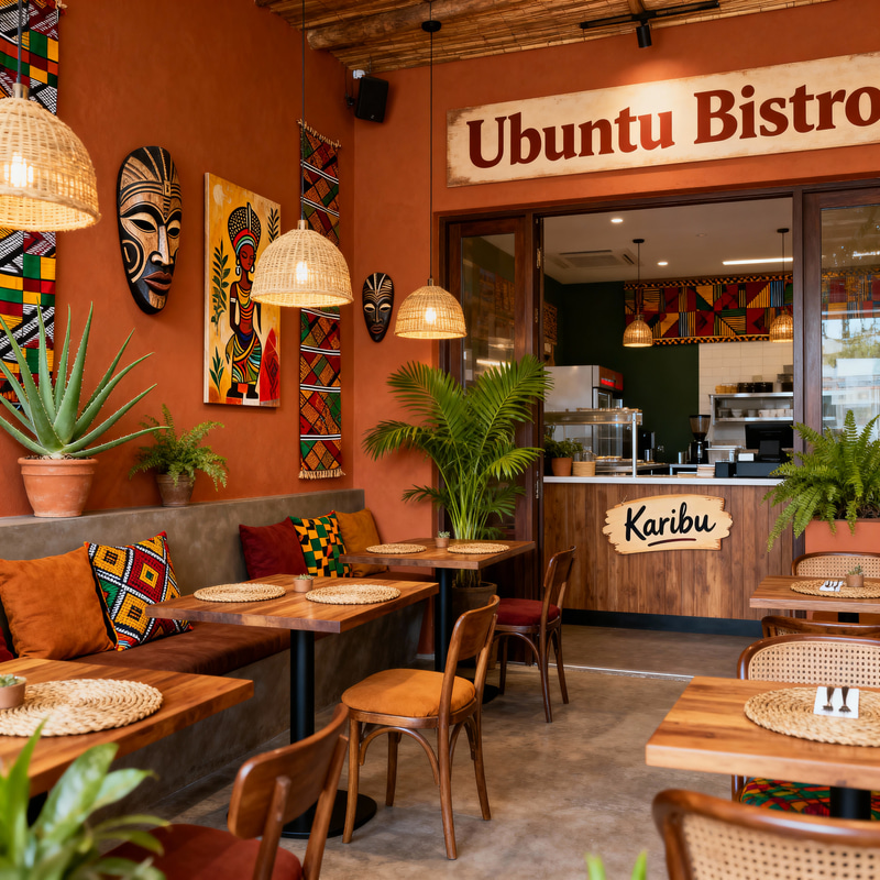 Welcoming African-Themed Staff Cafeteria Design