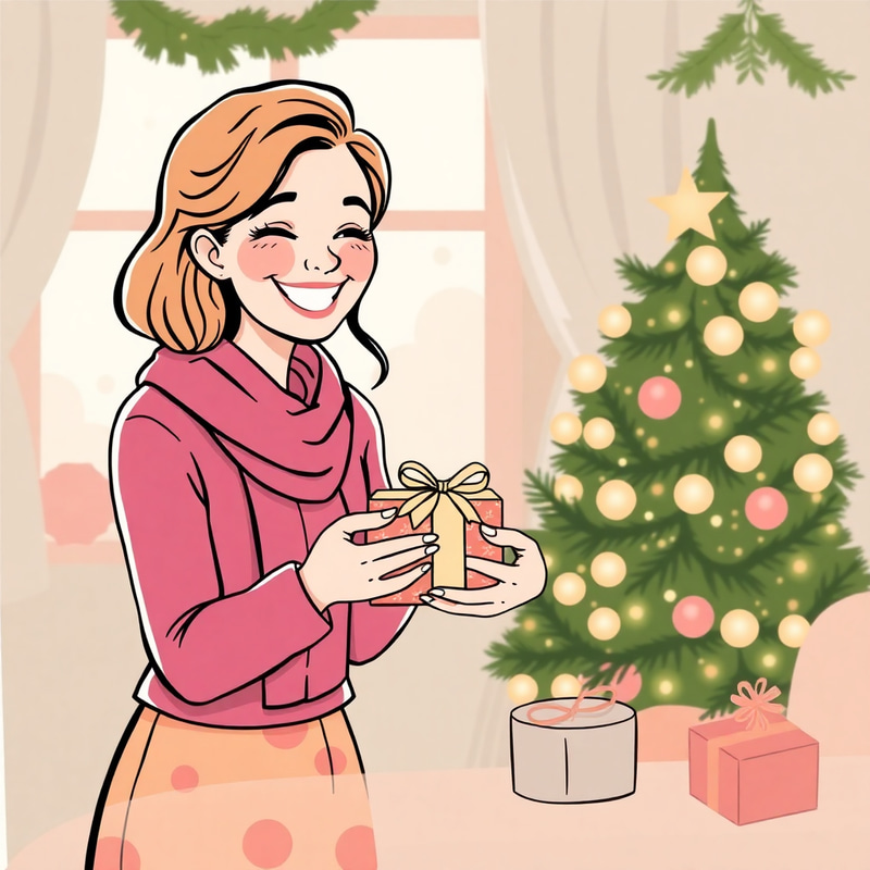 Happy Woman Receiving a Gift Clipart Happy Woman Receiving a Gift Clipart