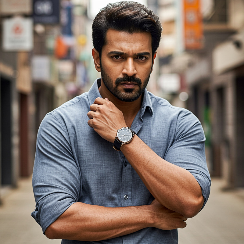 Stylish South Asian Action Hero in Smart Casual Look Stylish South Asian Action Hero in Smart Casual Look