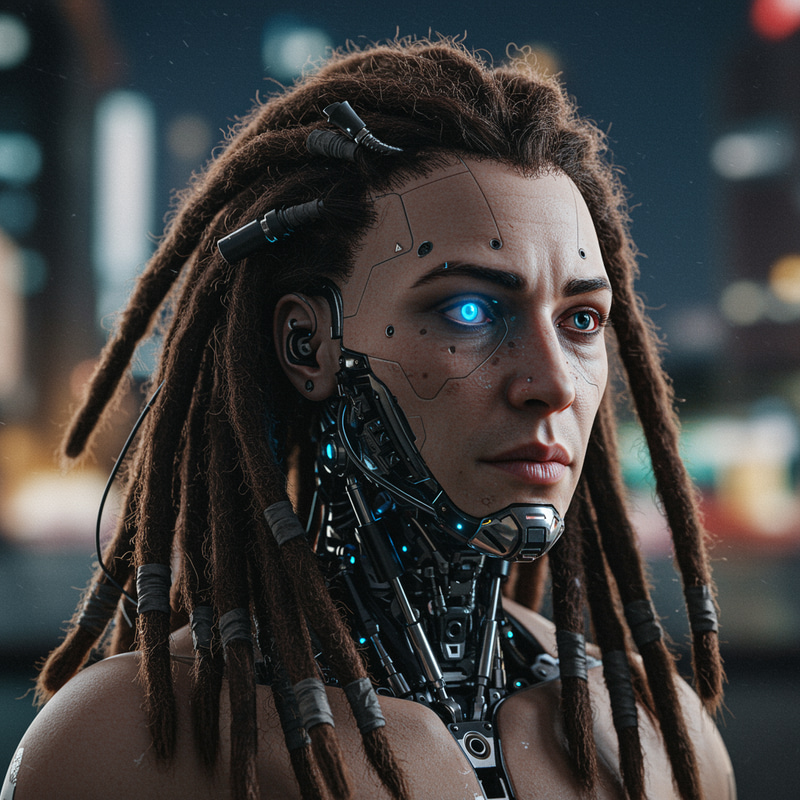 Cyborg with Dreadlocks - Futuristic Fusion