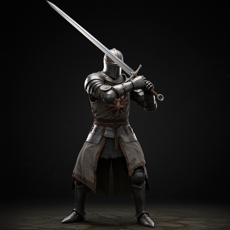 Armored Knight with Sword for Game Animation Armored Knight with Sword for Game Animation