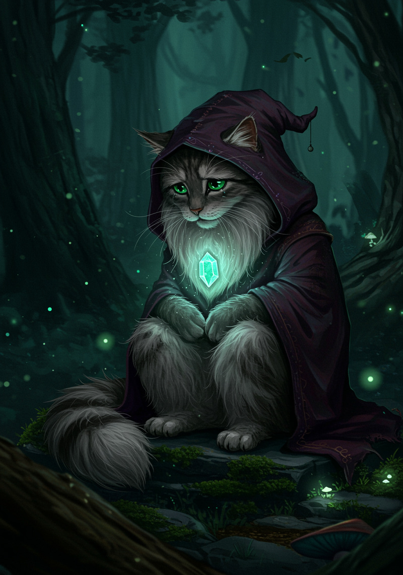 Sad Wizard Cat - Enchanting Feline Magic Sad Wizard Cat - Enchanting Feline Magic