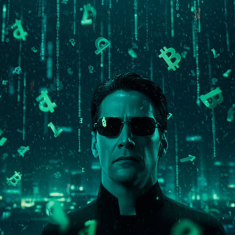 Neo in Glasses Among Falling Cryptocurrency Neo in Glasses Among Falling Cryptocurrency