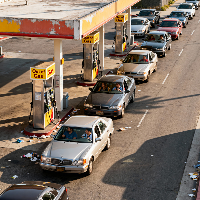 LA Gas Station Crisis: Long Lines and Empty Pumps