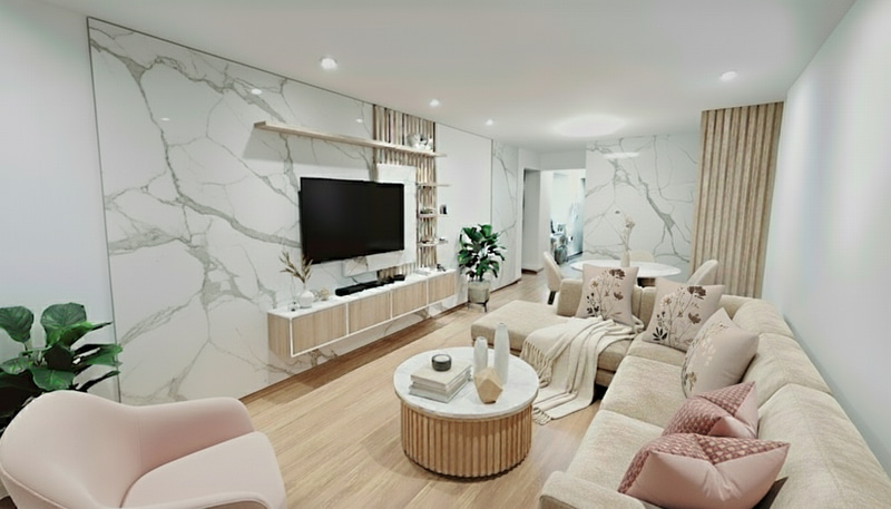 Marble Panel TV Background Design