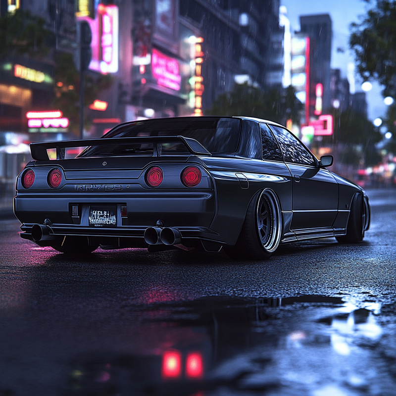 Nissan R32 GTR: Cyberpunk Night Scene Nissan R32 GTR: Cyberpunk Night Scene