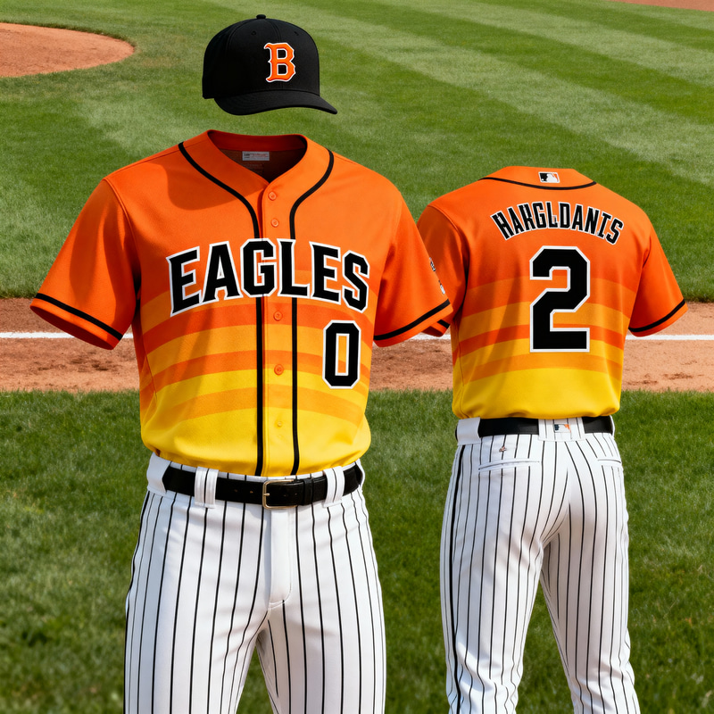 Eagles Baseball Uniform: Orange and Yellow Design