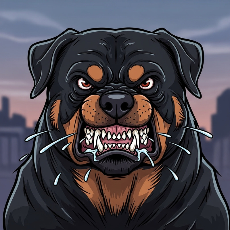 Aggressive Rottweiler Cartoon - Realistic Canine Look Aggressive Rottweiler Cartoon - Realistic Canine Look