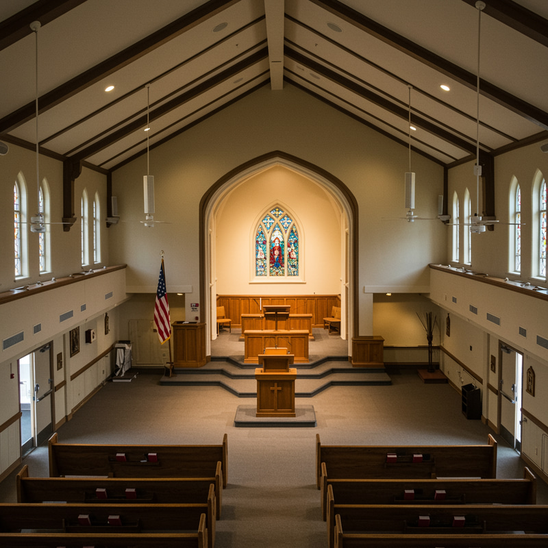 Empty Church Interior with Podiom Empty Church Interior with Podiom