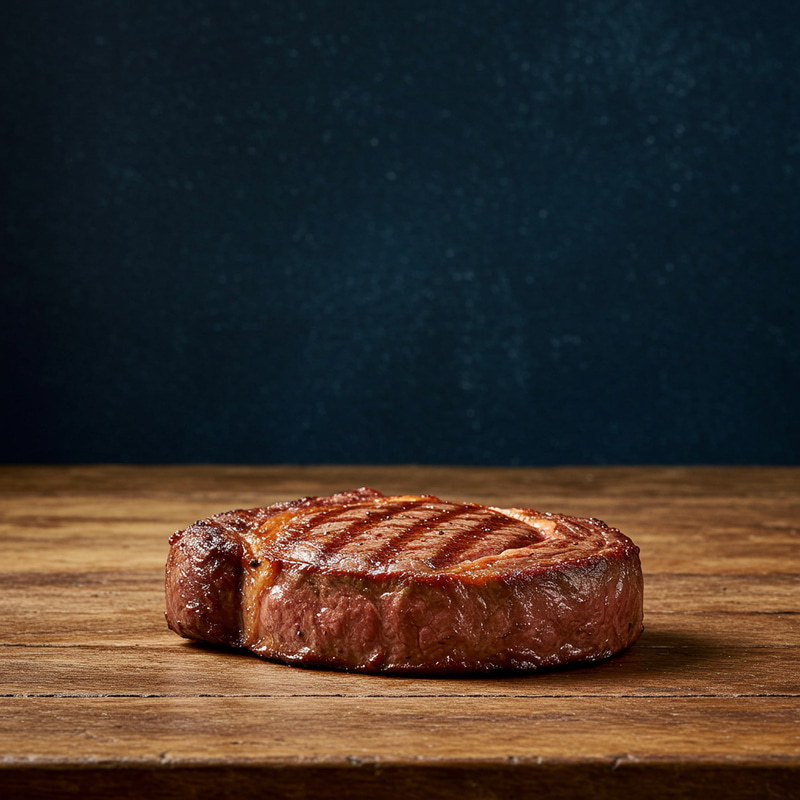 Delicious Steak on Wooden Table Delicious Steak on Wooden Table