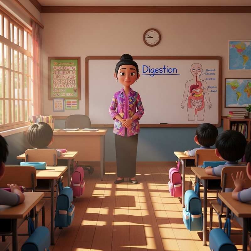 Cheerful Classroom Scene Featuring a Malaysian Teacher Cheerful Classroom Scene Featuring a Malaysian Teacher