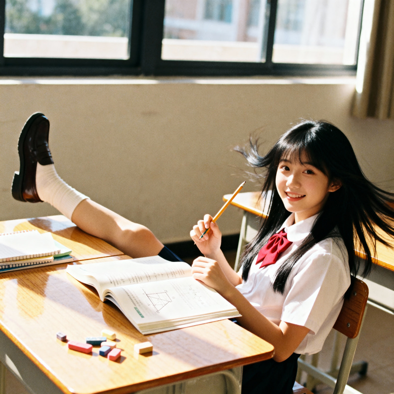 Young Girl Relaxing in School