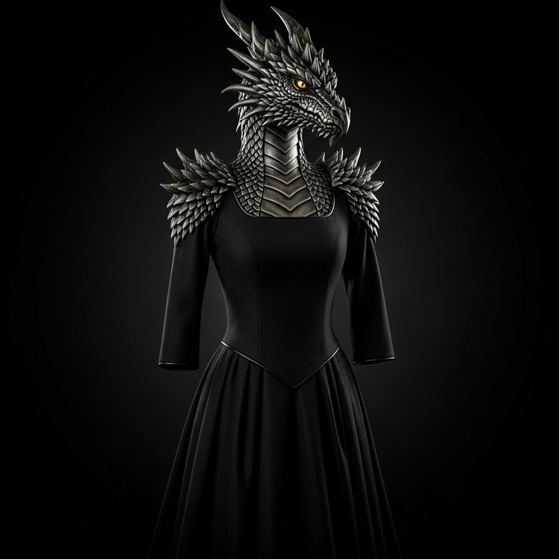Black Medieval Dress Inspired by Dragons Black Medieval Dress Inspired by Dragons