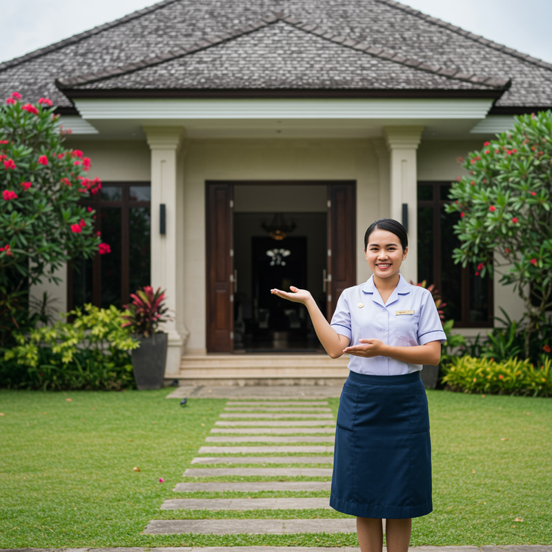Welcoming Gesture of Foreign Maid Welcoming Gesture of Foreign Maid