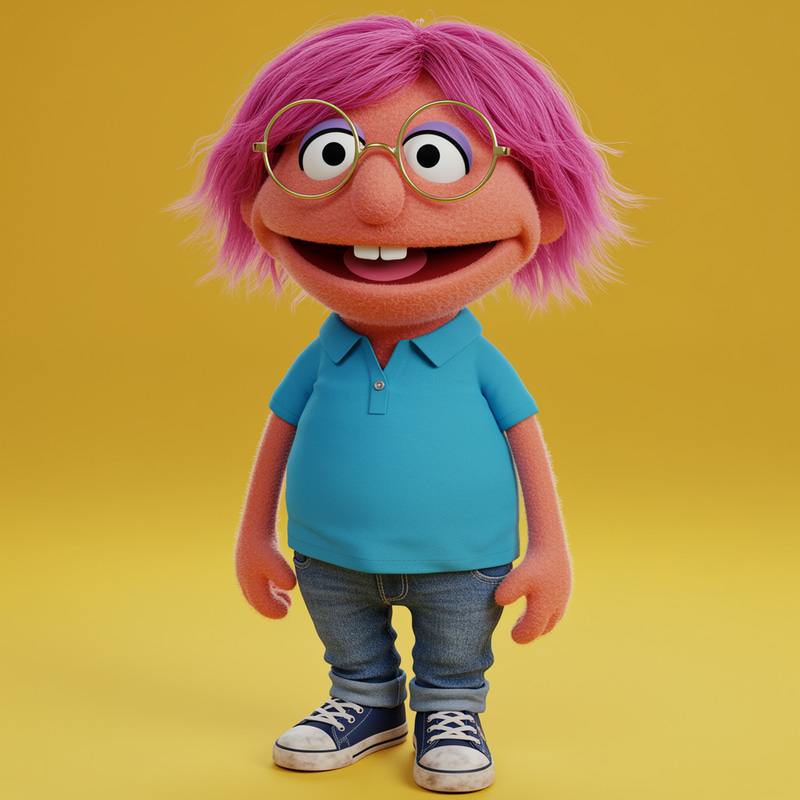 Muppet-Inspired Style: Woman in Blue Polo and Jeans Muppet-Inspired Style: Woman in Blue Polo and Jeans
