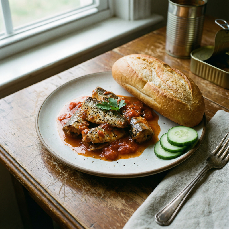 Simple Canned Fish & Baguette Plate