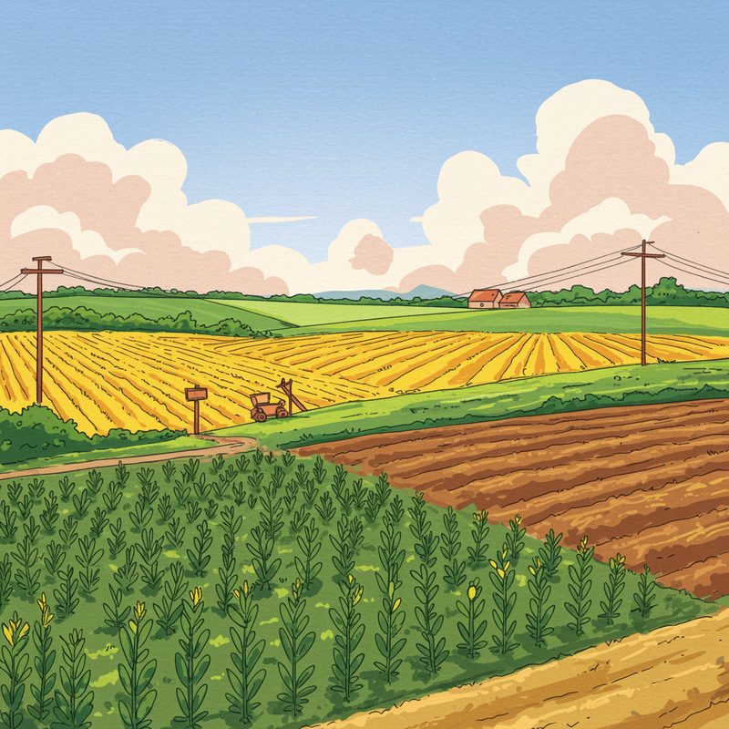 Vibrant Agricultural Landscape Illustration