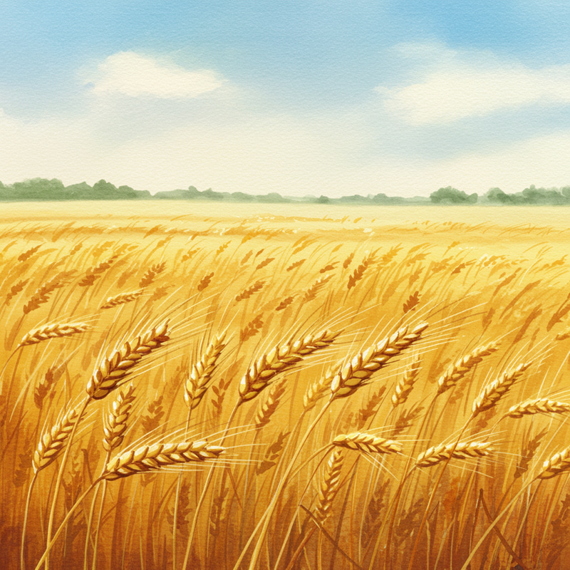 Watercolor Wheat Field Art