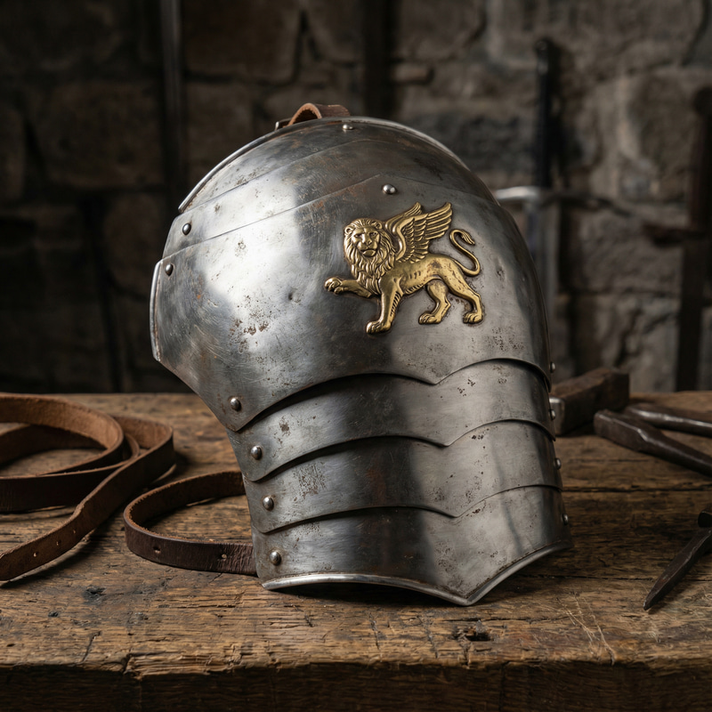 Medieval Spaulders with Winged Lion Emblem Medieval Spaulders with Winged Lion Emblem