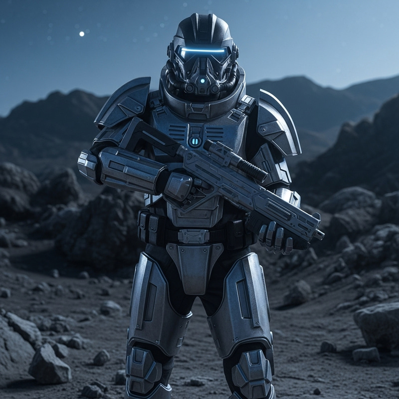 Space Soldier with Helmet and Laser Weapon Space Soldier with Helmet and Laser Weapon