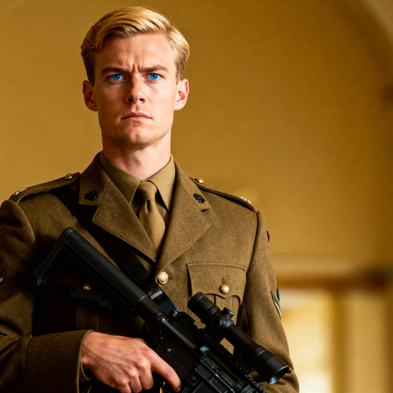 Committed Male Soldier Ready for Duty Committed Male Soldier Ready for Duty