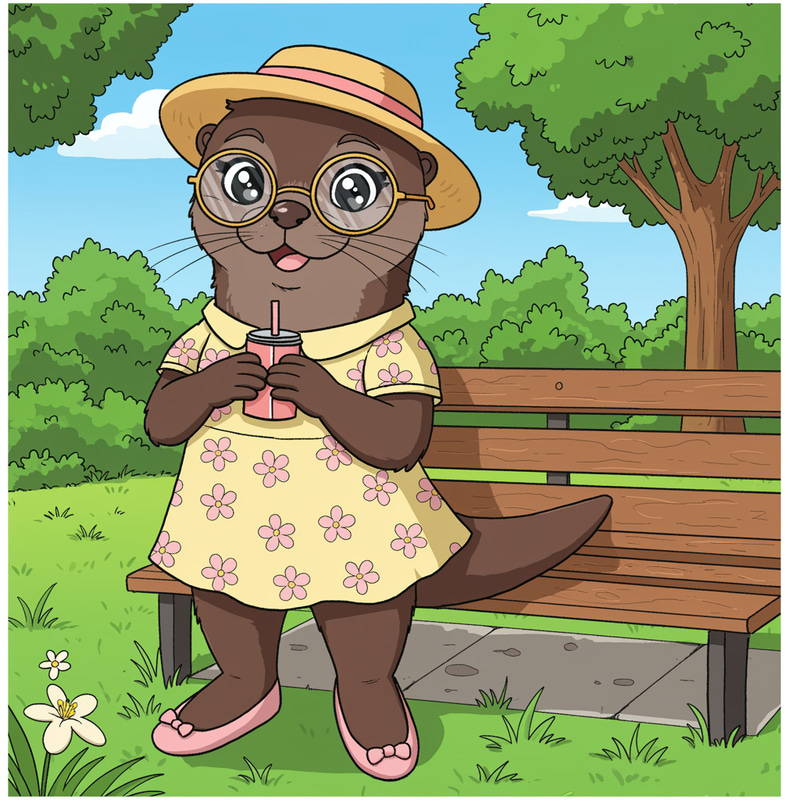 Charming Otter in Bobbie Goods Style Coloring Page Charming Otter in Bobbie Goods Style Coloring Page