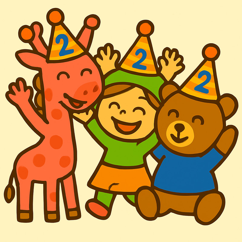 Cheerful 2nd Birthday Illustration for Kids Cheerful 2nd Birthday Illustration for Kids