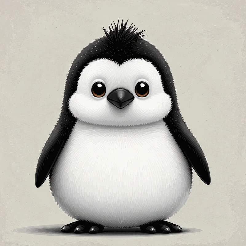 Cute & Modern White Penguin with Black Beak & Legs Cute & Modern White Penguin with Black Beak & Legs