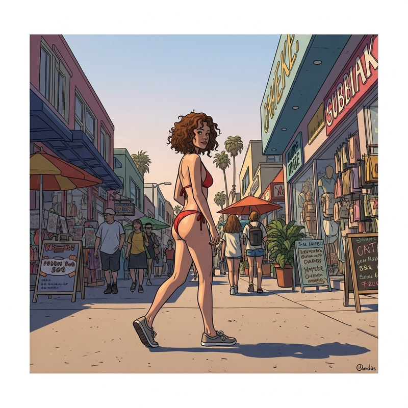 Vibrant Beach Scene Comic Illustration Vibrant Beach Scene Comic Illustration