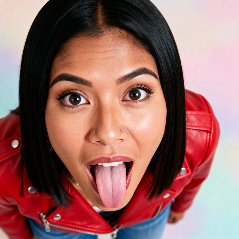 Surprised Woman with Long Tongue - Amusing Feature Surprised Woman with Long Tongue - Amusing Feature