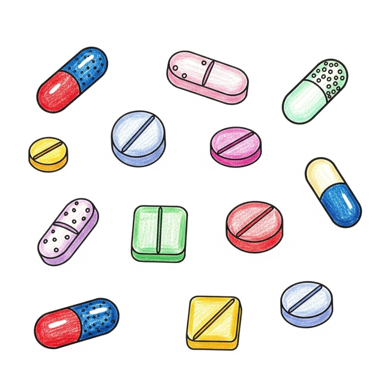 Colorful Drug Pill Illustrations Colorful Drug Pill Illustrations