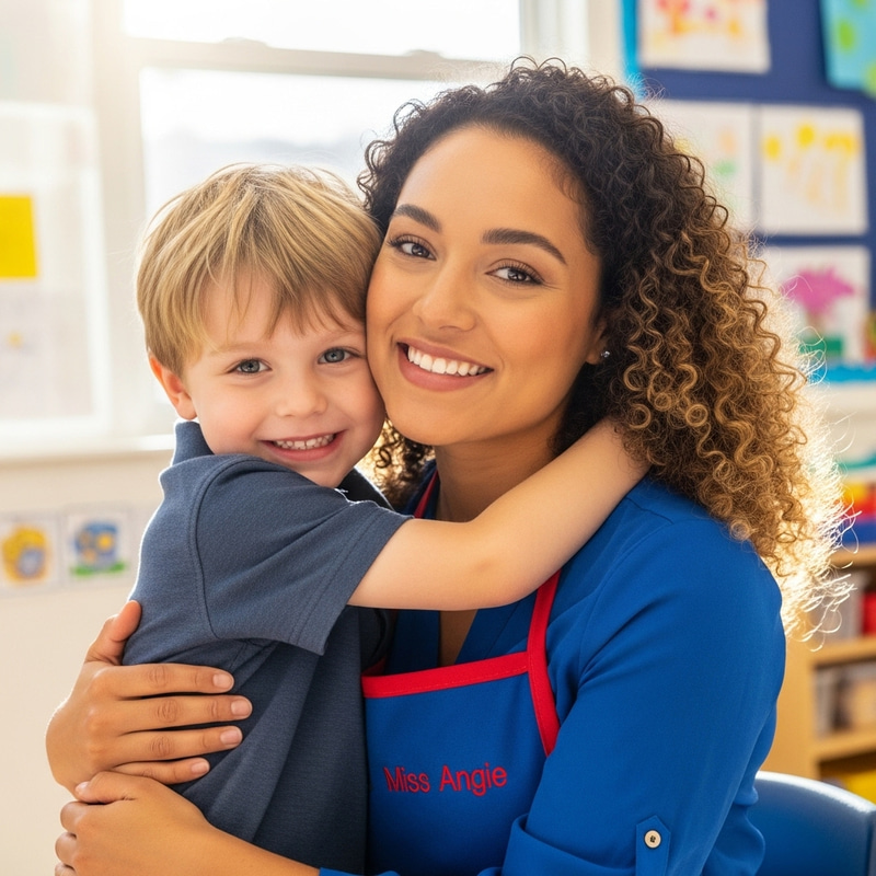 Miss Angie: A Heartwarming Teacher and Student Hug Miss Angie: A Heartwarming Teacher and Student Hug