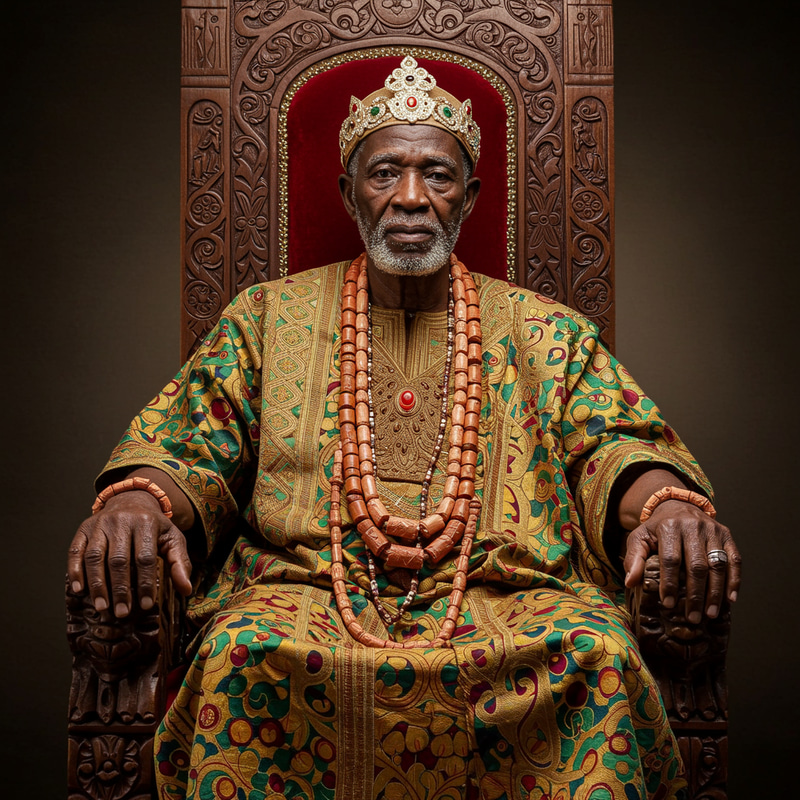 Royal African Elder on Ornate Throne Royal African Elder on Ornate Throne