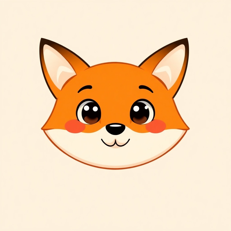 Cute Cartoon Fox Face – Minimalist Design Cute Cartoon Fox Face – Minimalist Design
