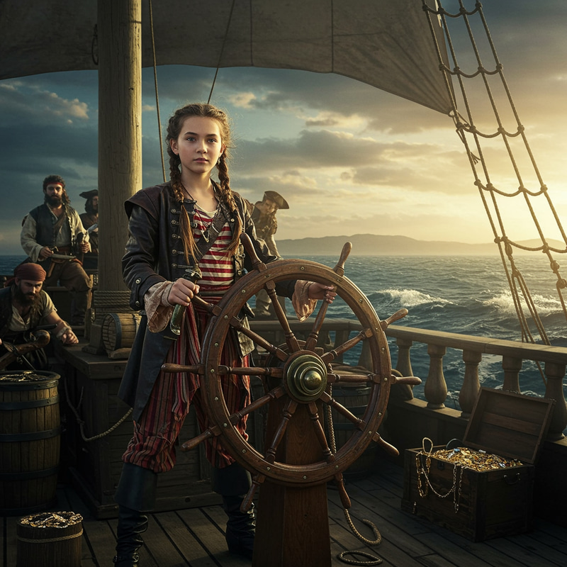 Adventurous Girl on a Pirate Ship Adventurous Girl on a Pirate Ship