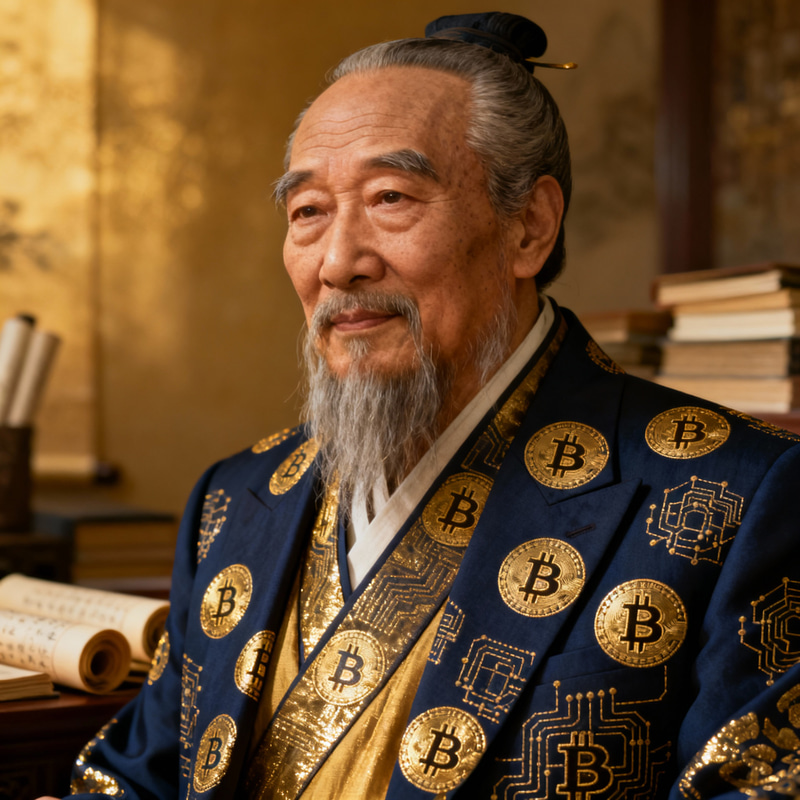Confucius with Bitcoin Livery - Photorealistic Artwork