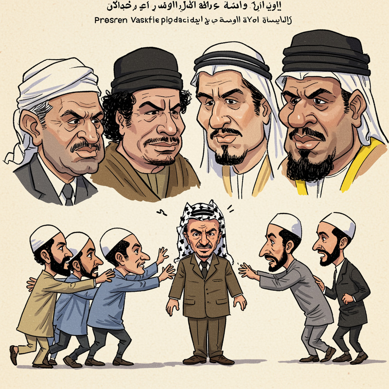 Political Caricature: Middle Eastern Leaders Surround Arafat Political Caricature: Middle Eastern Leaders Surround Arafat