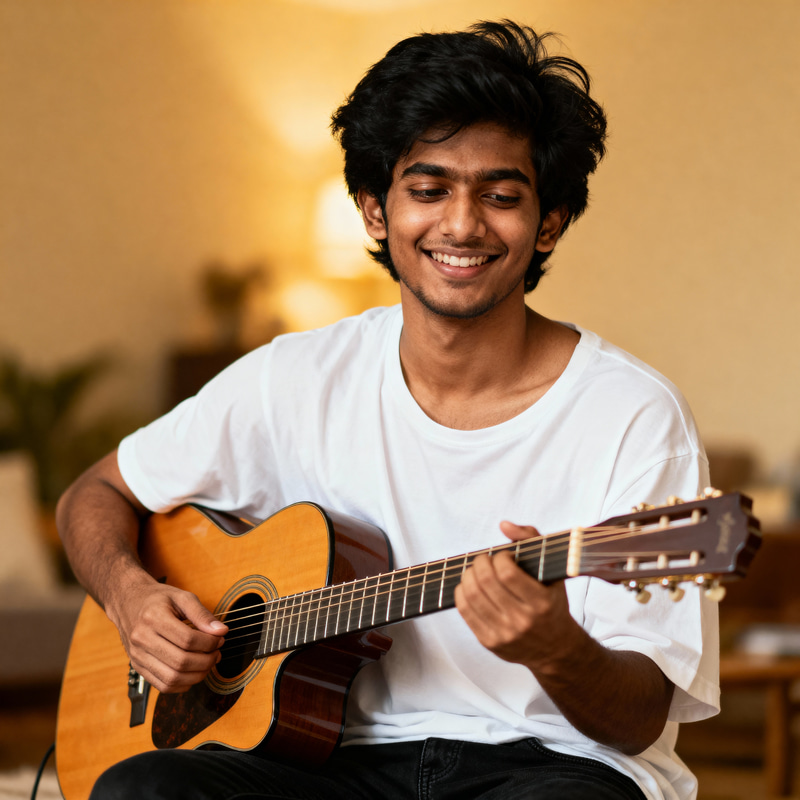 Relaxing Guitar Moments: South Asian Youth's Joy Relaxing Guitar Moments: South Asian Youth's Joy