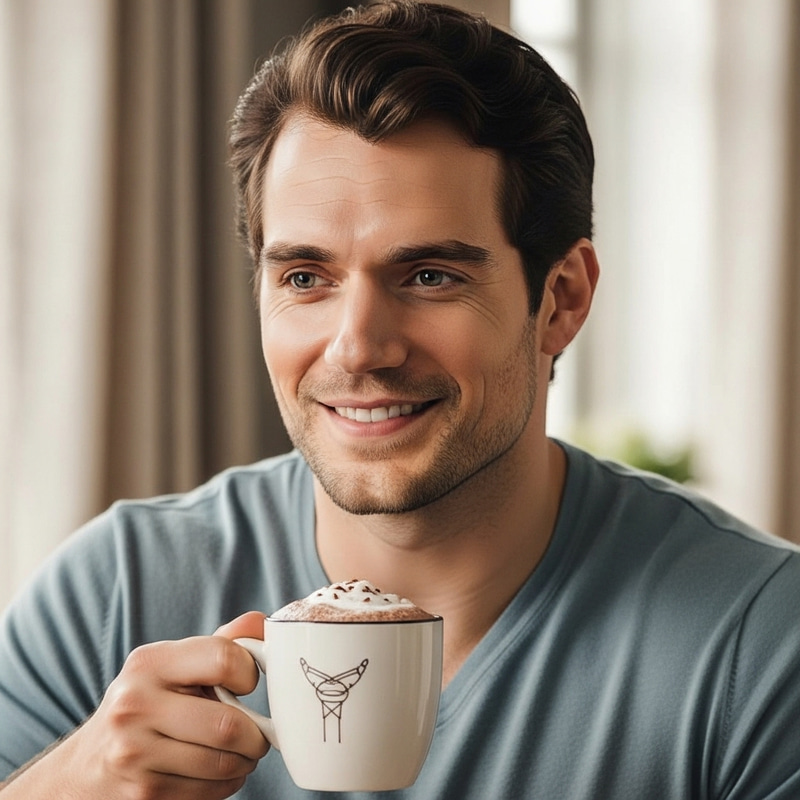 Henry Cavill Enjoying Hot Chocolate Smile Henry Cavill Enjoying Hot Chocolate Smile