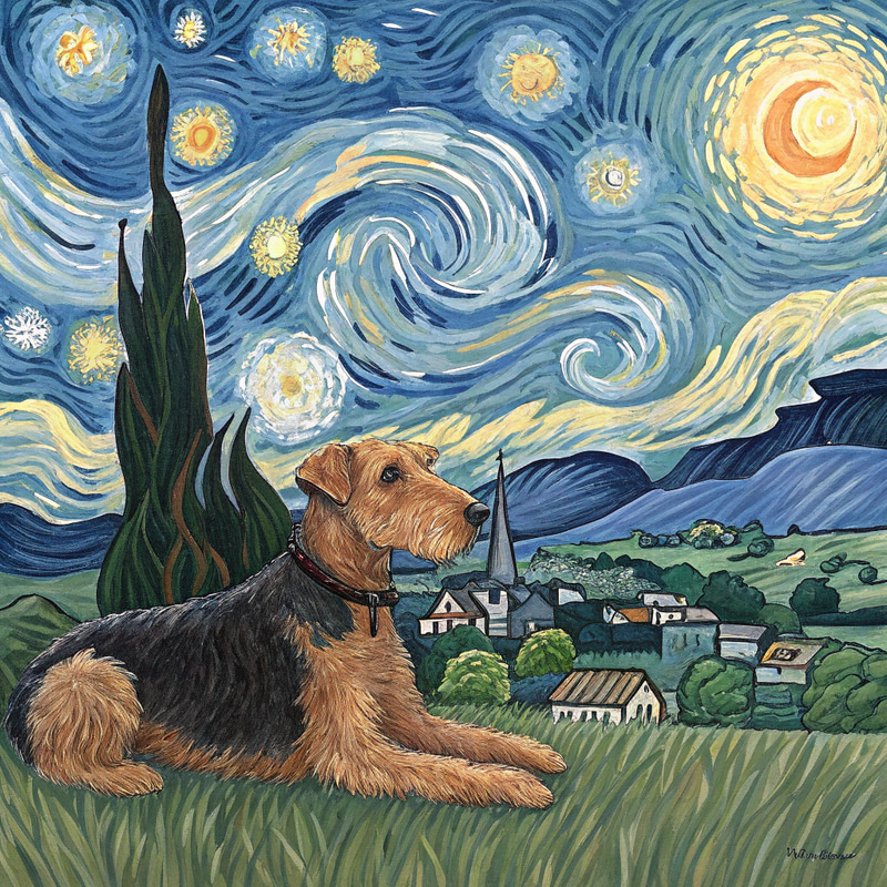 Welsh Terrier in Van Gogh's Starry Night Welsh Terrier in Van Gogh's Starry Night