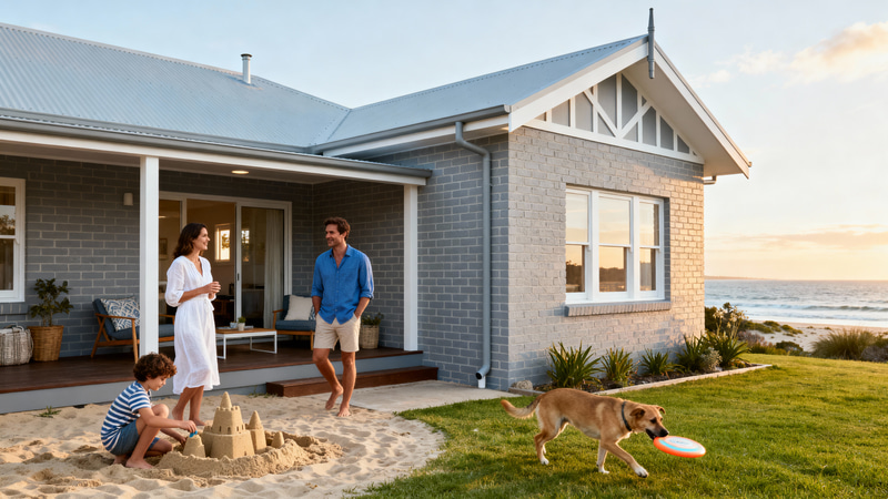 Beautiful Coastal House with Grey Bricks & White Trim Beautiful Coastal House with Grey Bricks & White Trim
