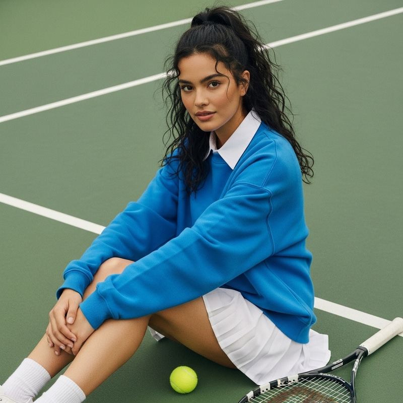 Confident Young Woman on Tennis Court