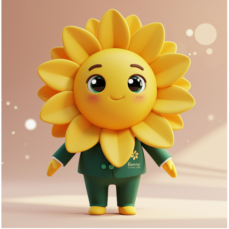 Benny the Flower Mascot | Blooming Beauty Brand Benny the Flower Mascot | Blooming Beauty Brand