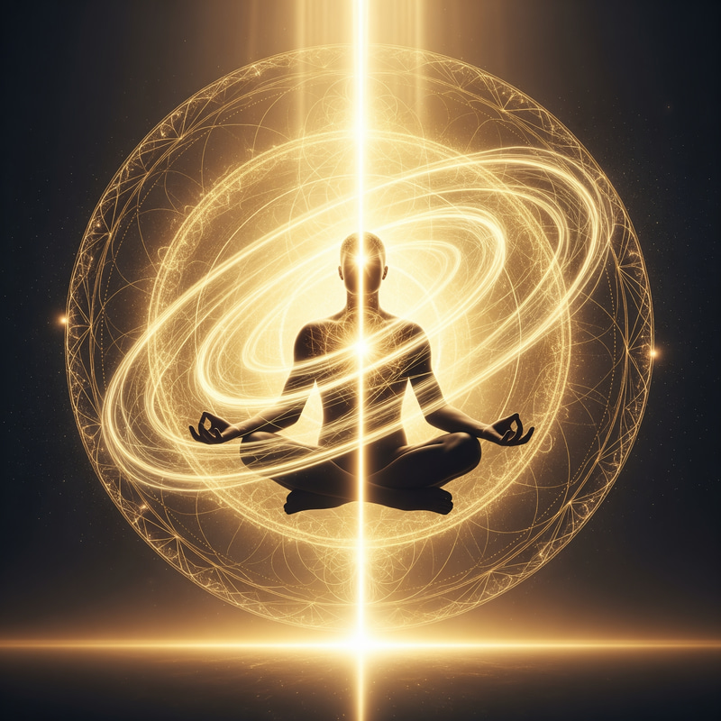 Meditating Human with Sacred Energy Field Illustration Meditating Human with Sacred Energy Field Illustration
