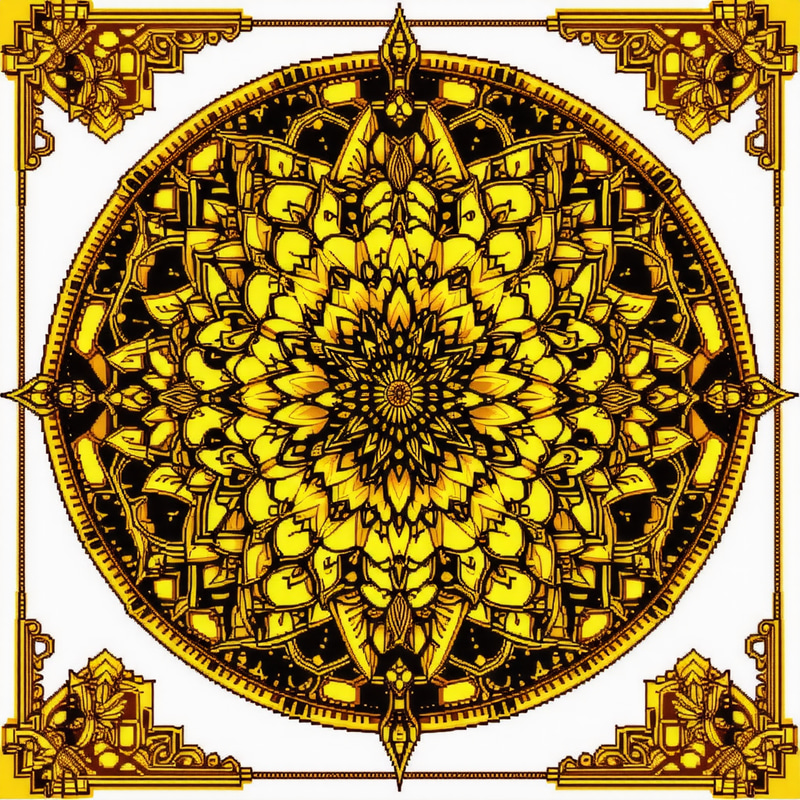 Golden Pixel Mandala Art for Minecraft