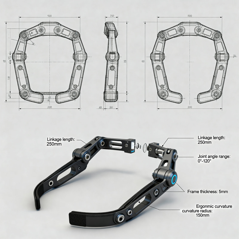 Wearable Exoskeleton Frame CAD Designs and Diagrams